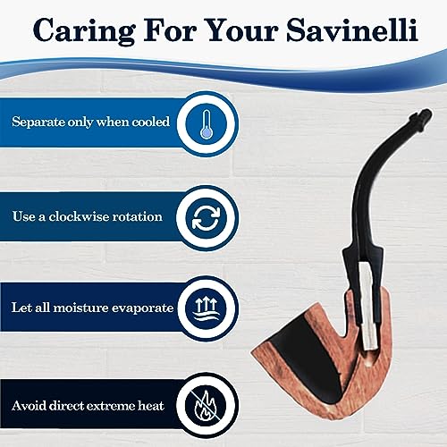 Savinelli Roma 606 KS - Rome Inspired Italian Briar Wood Pipe, Hand Crafted in Italy, Traditional Wood Pipes From Italy, Bent Billiard Shaping, 6mm - Image 5