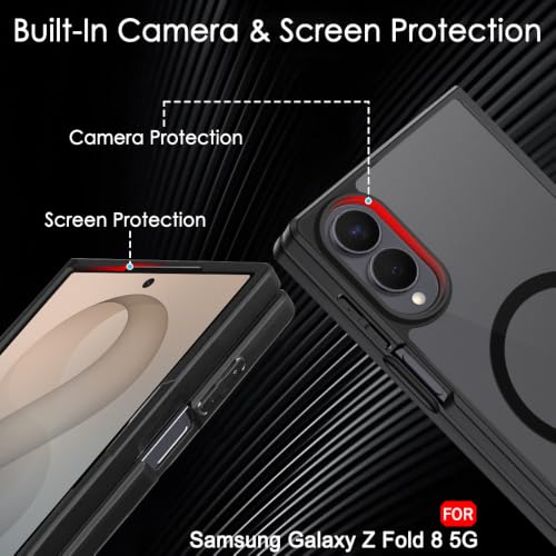 Image of TheGiftKart Hybrid Shockproof Back Cover Case for Samsung Galaxy Z Fold 8 5G Compatible with MagSafe | Hard Back Cover Case for Samsung Z Fold8 5G (PC & TPU, Translucent Smoke Matte Back, Black Sides)