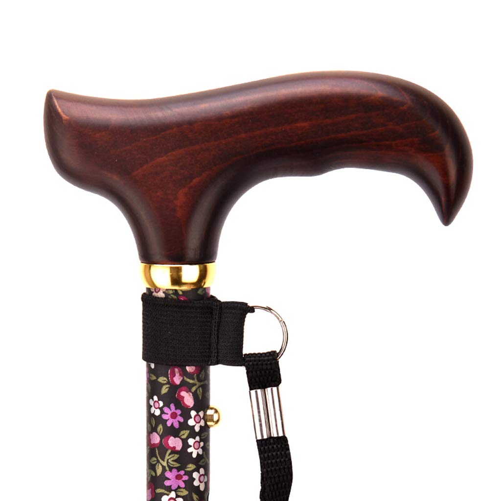 Bastón Plegable con Estampado Floral - Bastones para Mujer - Bastón Plegable de Aluminio Ligero - Regalos para Madres, Color Negro charitable