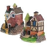 JHKNNK ミニチュア樹脂製ミニハウスオーナメント ガーデンミニチュア装飾品 耐久性のあるマイクロランドスケープ デスクトップや庭 ランダムスタイル