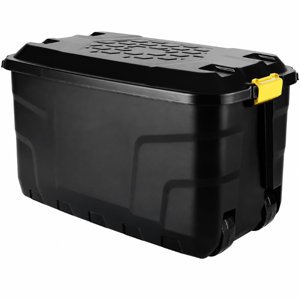 Originale organics Big 190L Heavy Duty Contenitore Plastica con Coperchio, Scatola Porta Oggetti su ruote