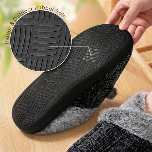 Slippers for Women Fuzzy House Slip on Indoor Outdoor Bedroom Furry Fleece Lined Ladies Comfy Memory Foam Female Home Shoes Anti-Skid Rubber Hard Sole - Image 6