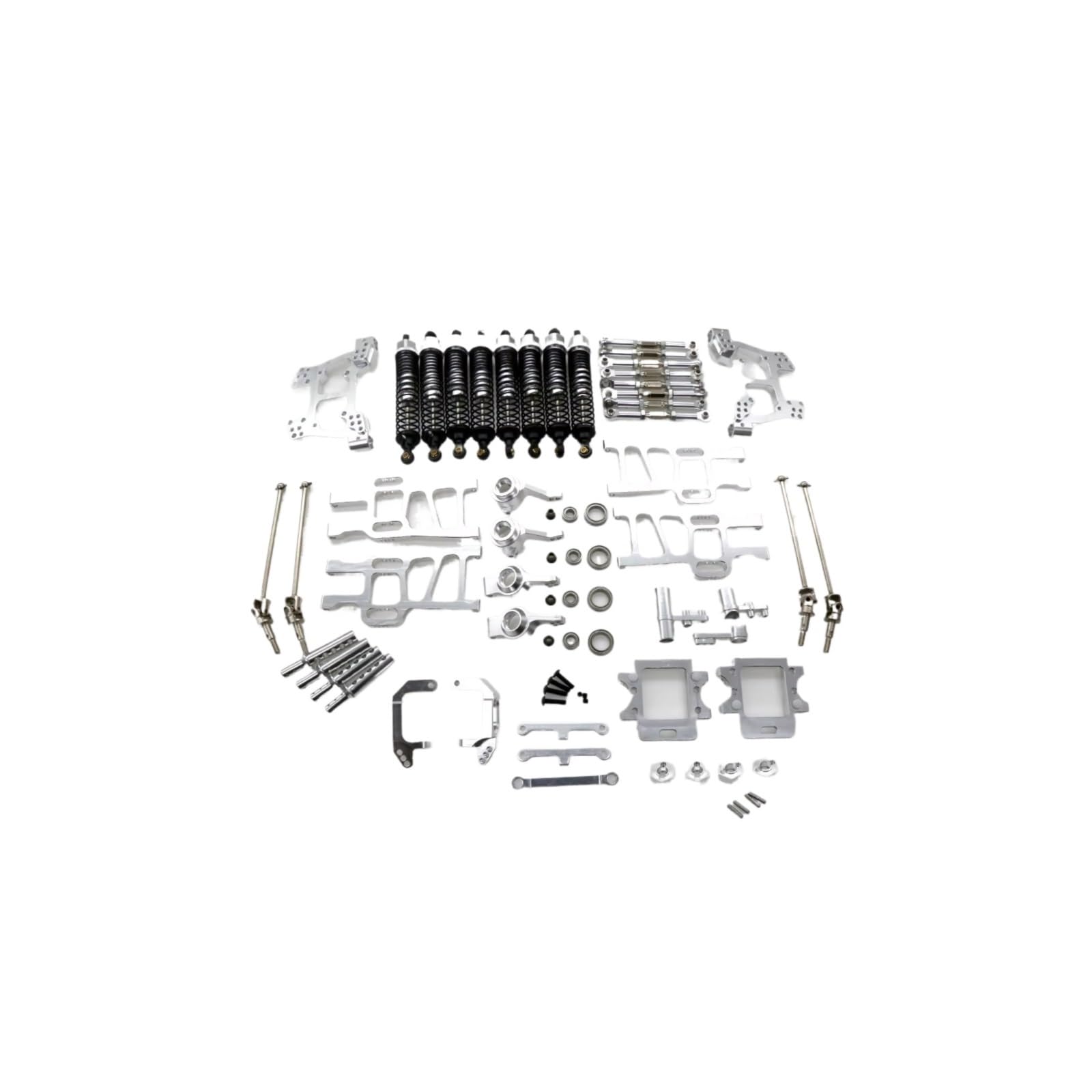 RC Dampers Models For HSP 94111 94108 94110 1:10 1 Set For Swing Arm Shock Absorber Steering Group RC Crawler Car Monster Upgrade Parts(Silver)