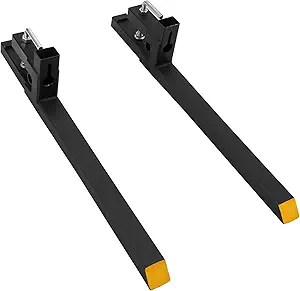 43" 2500lbs Clamp on Pallet Forks Heavy Duty Tractor Forks Quick Attach Bucket with no Adjustable Stabilizer Bar Quick Attach Pallet Fork for Bucket Tractor Loader Skid Steer