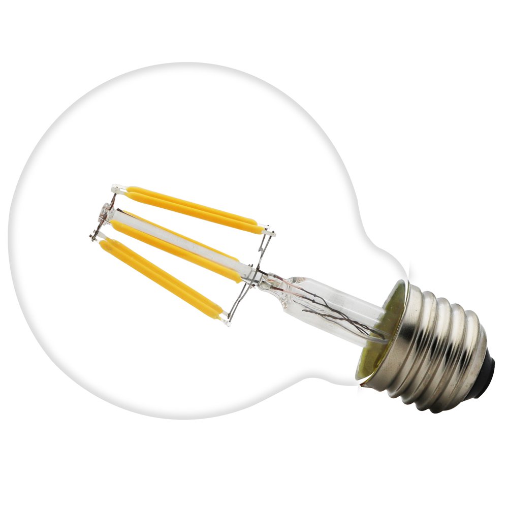Edison LED globo lampadina G80 E27 4W 6W 8W retrò vintage stile industriale lampada lampadina 220V bianco caldo 2200K metallico e vetro (Diametro： 80mm) (10 Pezzo, 6W)