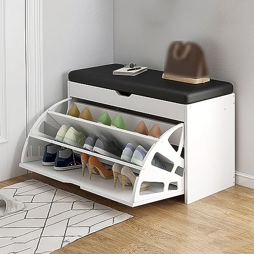 Banc range-chaussures 60x30x51 cm avec tiroir abattant et coussin