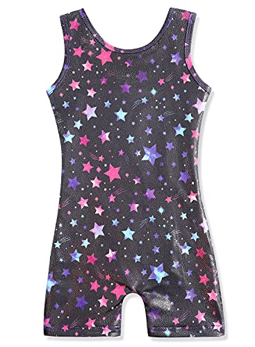 Image of HOZIY Gymnastics Leotards for Girls with Shorts Toddlers Biketards Rainbow Unicorn Dinosaur Mermaid Leopard Flower Galaxy