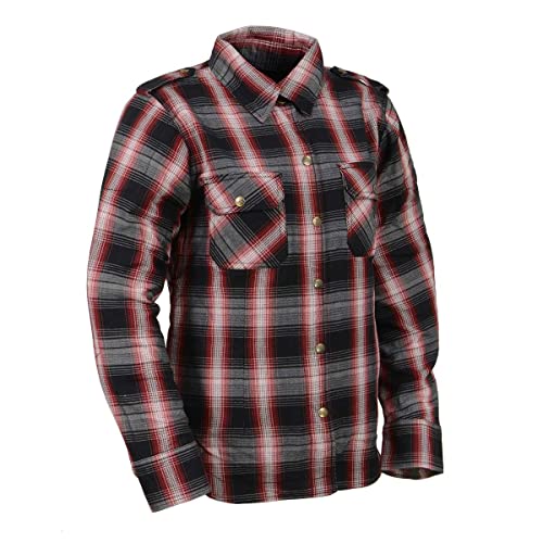 Image of Milwaukee Leather Women's Motorcycle Plaid Armored Flannel Riding Shirt with Aramid Fiber Reinforced and CE Armor