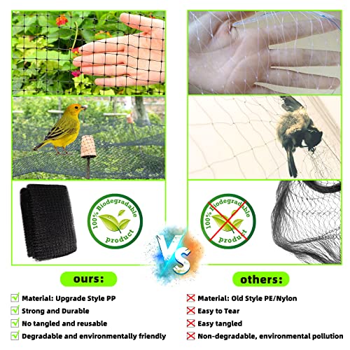 Bird Netting, 7 X 65 Ft Heavy Duty Garden Netting, Deer Fence Netting And Pond Netting With Stakes And Zip Ties, Doesn't Tangle And Reusable Protect Crops From Birds, Deer, Rabbits #TOP3