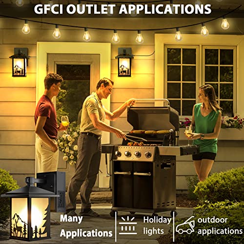 OYKYOHEI Porch Lights with GFCI Outlet, Dusk to Dawn Outdoor Light with Outlet, 3 Lighting Modes Wall Light Fixtures, Waterproof Aluminum Exterior Wall Lanterns Mount Sconces Outside for House Garage by OYKYOHEI - Image 4