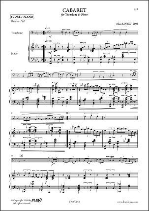 PARTITION CLASSIQUE - Cabaret - A. LOPEZ - Trombone & Piano