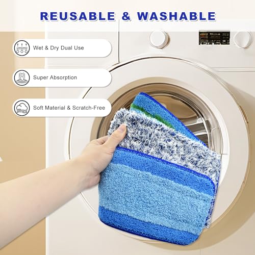 Image of 6 Pack Microfiber Cleaning Replacement Pad for Bona Mop,Washable Reusable Microfiber Cleaning Mop Pad for Hardwood Floor,Wet Dry Use,2 Deep Cleaning Pad+2 Microfiber Cleaning Pad+2 Dusting Mop Pad