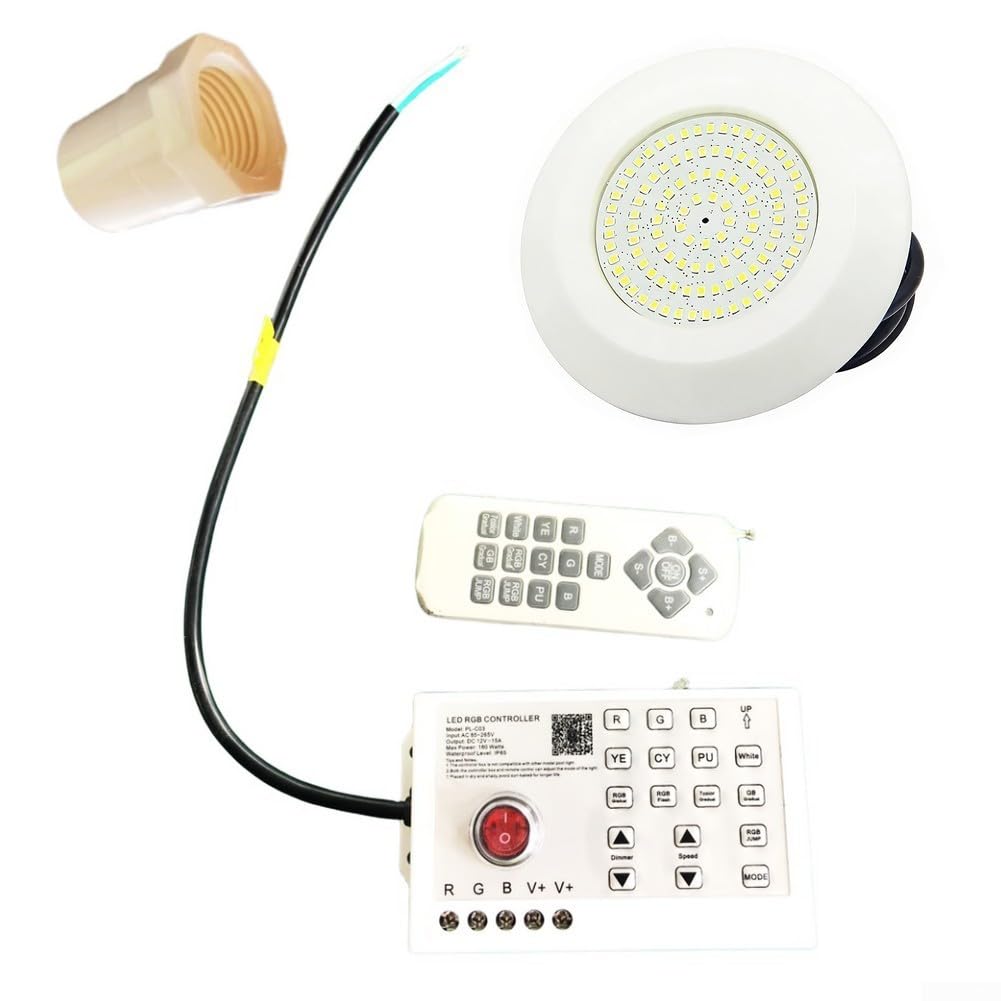 RGB LED oświetlenie basenowe 12 W DC 12 V IP68 wodoodporna lampa podwodna do wanny spa, wanny do masażu, stawu pływackiego z zestawem zdalnego sterowania (z kontrolerem)