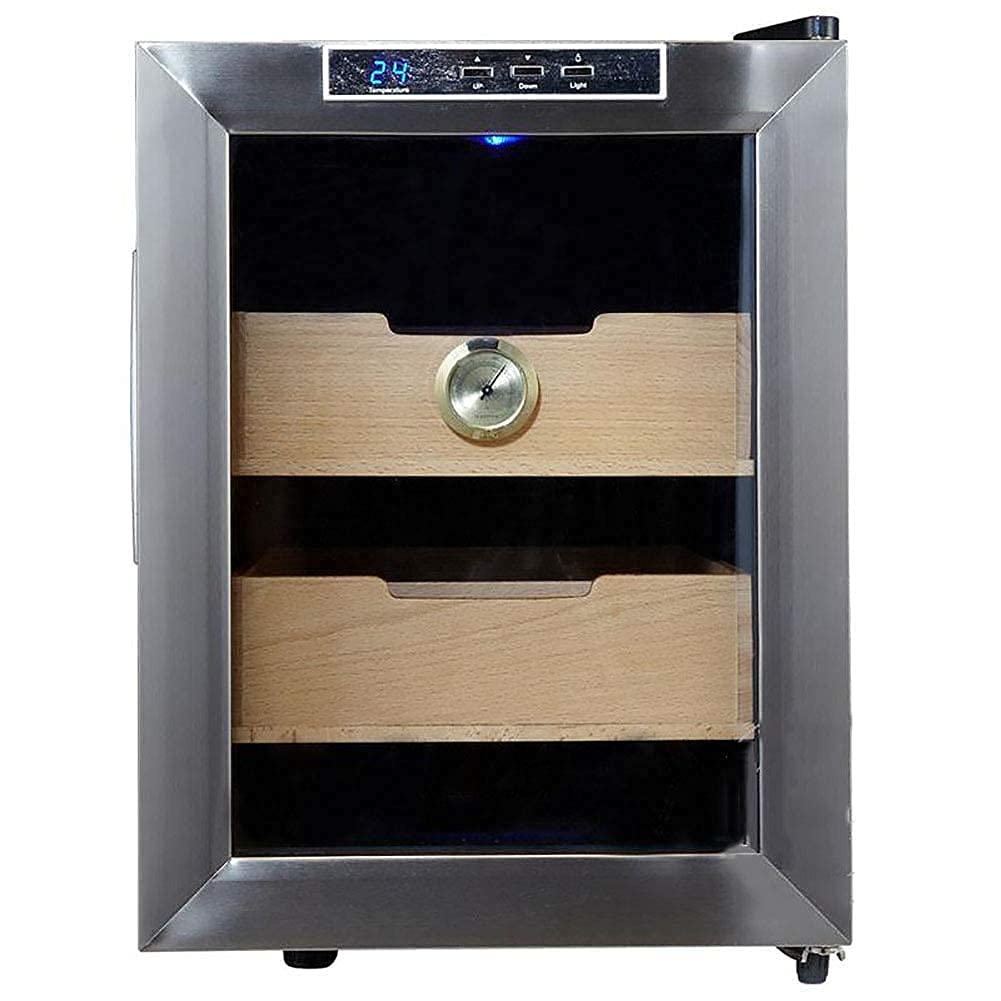 BAtlam Zigarrenschrank Freistehender Zigarrenkühler Kleiner Mini-Schwarzer Zigarrenhumidor Frontglastür Theke leiser Betrieb Kompressor Temperatur einstellen