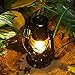 Hortsun 8 Pcs 8 Inch Vintage LED Hurricane Lantern Metal Black Outdoor Battery Operated Hanging Lantern with Warm LEDs and Dimmer Switch for Indoor Rustic Farmhouse Country Camping Decor