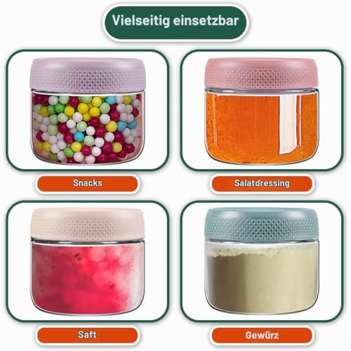 VITEVER 4-Pack 10oz Gläser mit luftdichten Deckeln, Overnight Oats Container mit Deckel, Wide mouth Mason Salat Gläser… – Ansicht 3