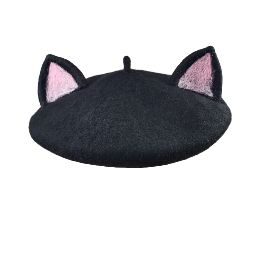 Cat Ears Handmade Beret Vintage Artist Hat Women display picture 1