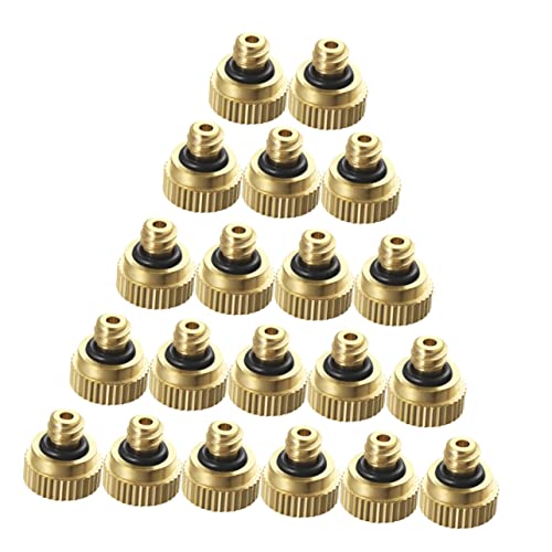 MOBUTOFU 20pcs Brass Misting Nozzles 0.3cm Nozzles Sprayer Rustproof Easy Install for Landscaping Greenhouse Outdoor Use