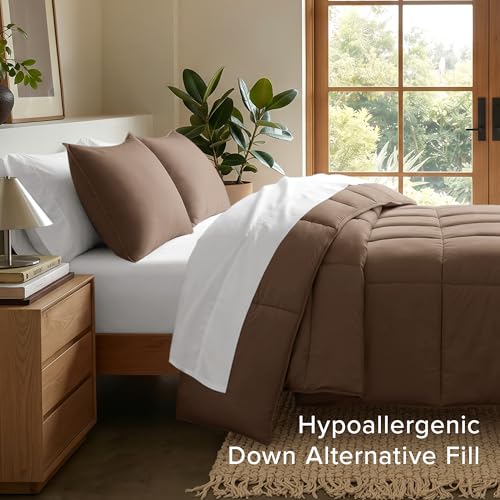 Image of Bare Home Comforter Set - Full Size - Ultra-Soft - Goose Down Alternative - Premium 1800 Series - All Season Warmth (Full, Cocoa)