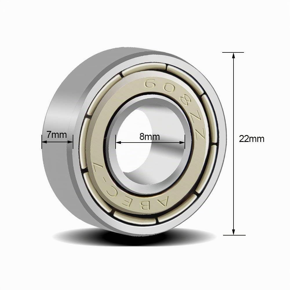 Cuscinetti a sfera mini 608zz, in metallo, doppia protezione 8 x 22 x 7 mm, 20 pezzi