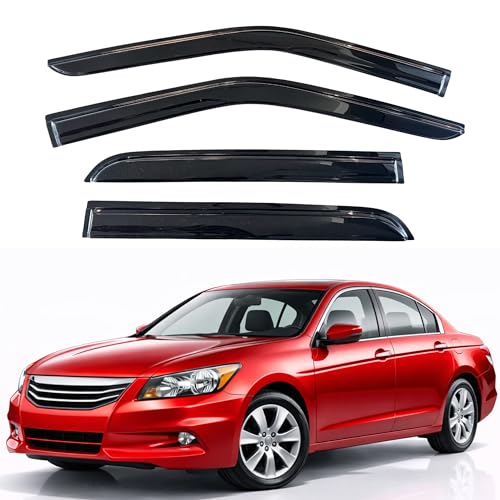 Image of KPY Window Visor Compatible with Honda Accord Sedan 2008-2012, 4PC Rain Guard Side Window Vent Deflectors Tape-On Mugen Style, 2008 2009 2010 2011 2012