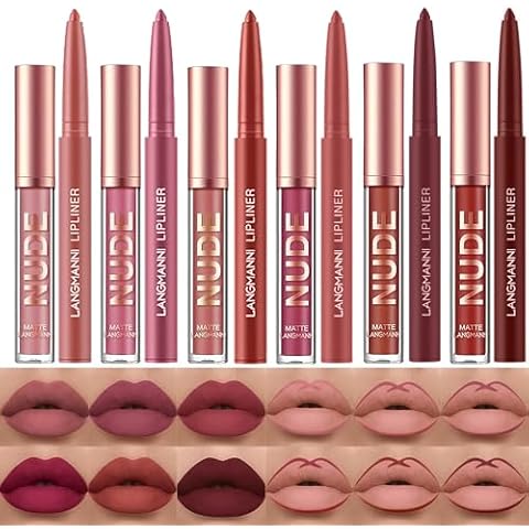 LANGMANNI 12PCS Matte Lipstick and Lipliners Set Cover