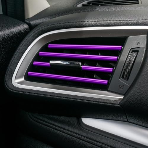 Image of Car Auto Air Conditioner Vent Outlet Trim Strip, DIY Decoration Chrome PVC Car Interior Moulding Trim Strip Line for All Straight Air Vent Outlet (Red) (10 Pieces)