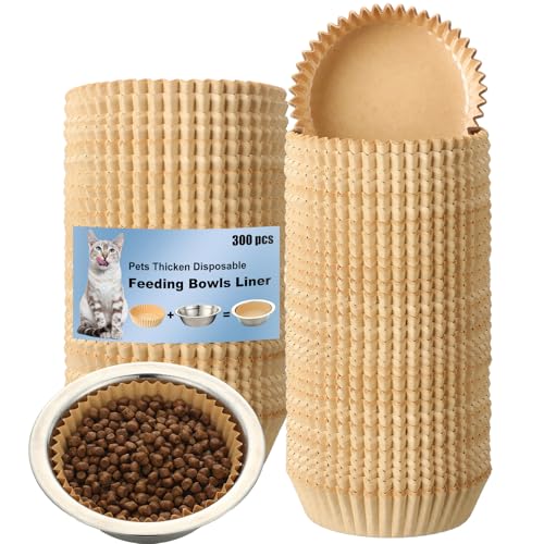 Hushee 300 ciotole usa e getta per animali domestici, ciotole per cibo per gatti, piccole ciotole di carta per cani di piccola taglia, gatti, piatti per cibo umido, 10 x 3 cm (marrone kaki)