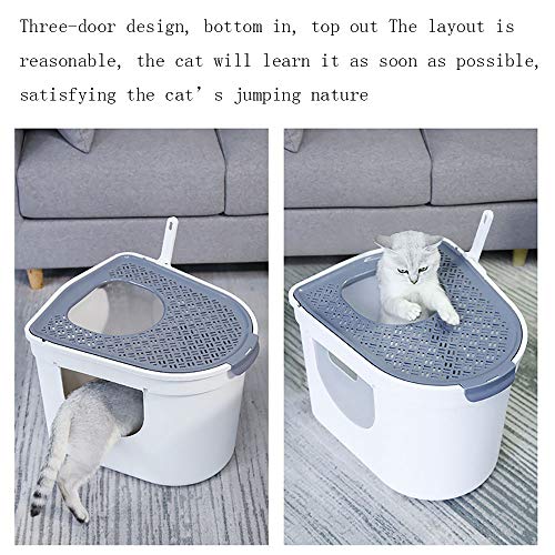 Top Cat Vaso sanitário branco para gatos à prova de respingos de três portas, grande capacidade, cor