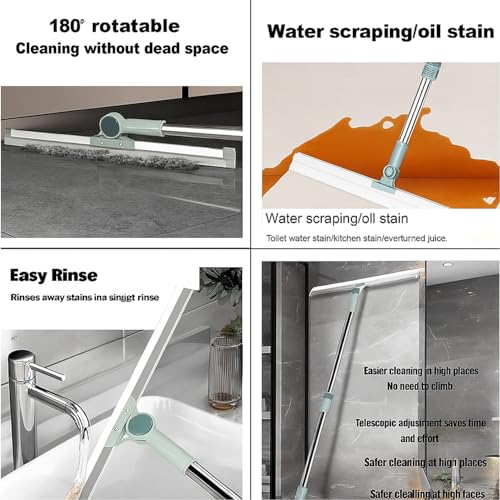 Image of Signamio Magic Broom Sweeper with 180 Rotational Silicone Floor Wiper - Extendable Stainless Steel Handle Upto 110 Cm, Multifunctional Magic Broom for Bathroom Home Cleaning