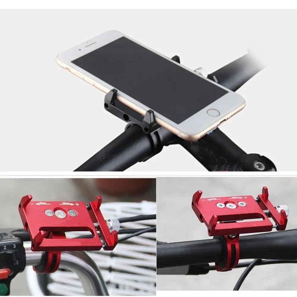 Staffa Di Montaggio Universale Per Telefono Da Bicicletta In Alluminio Per Bici Manubrio Per Moto Per Smartphone 3.5-6.2 Pollici(NERO)