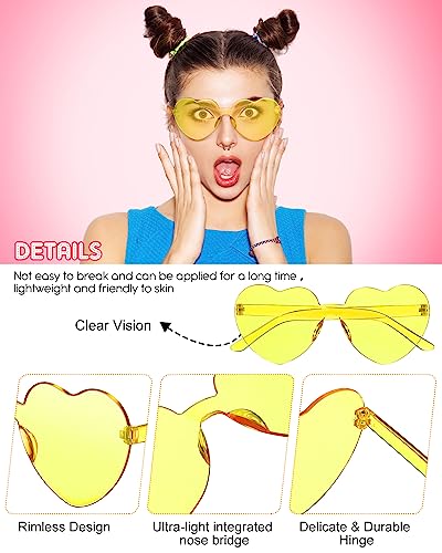 Sherr 48 Pairs Rimless Sunglasses Neon Party Supplies Colorful Glasses Plastic Sunglasses for Women Men Party Favor3