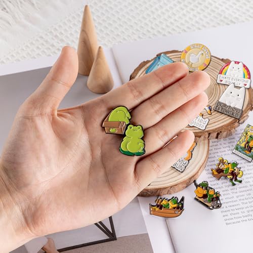 Image of Funny Animal Enamel Pins Set Corgi Frog Goose Cat Themed Badge Pins for Backpack Novelty Lapel Pins for Clothes Cartoon Brooches for Hats Bags Jackets
