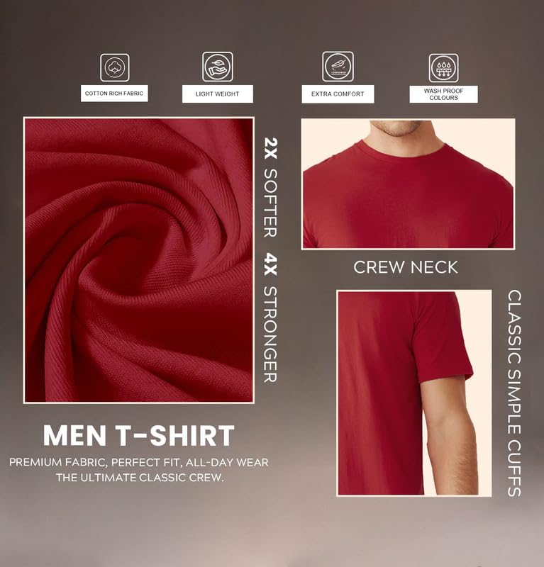 Image of Sleepynuts Men's Regular Fit Round Neck Half Sleeves Solid Casual Wear T-Shirt