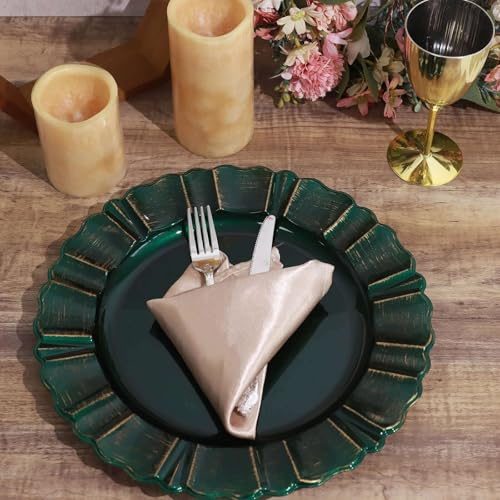 Set de 6 platos cargadores plásticos verdes esmeralda 13" miniatura 6