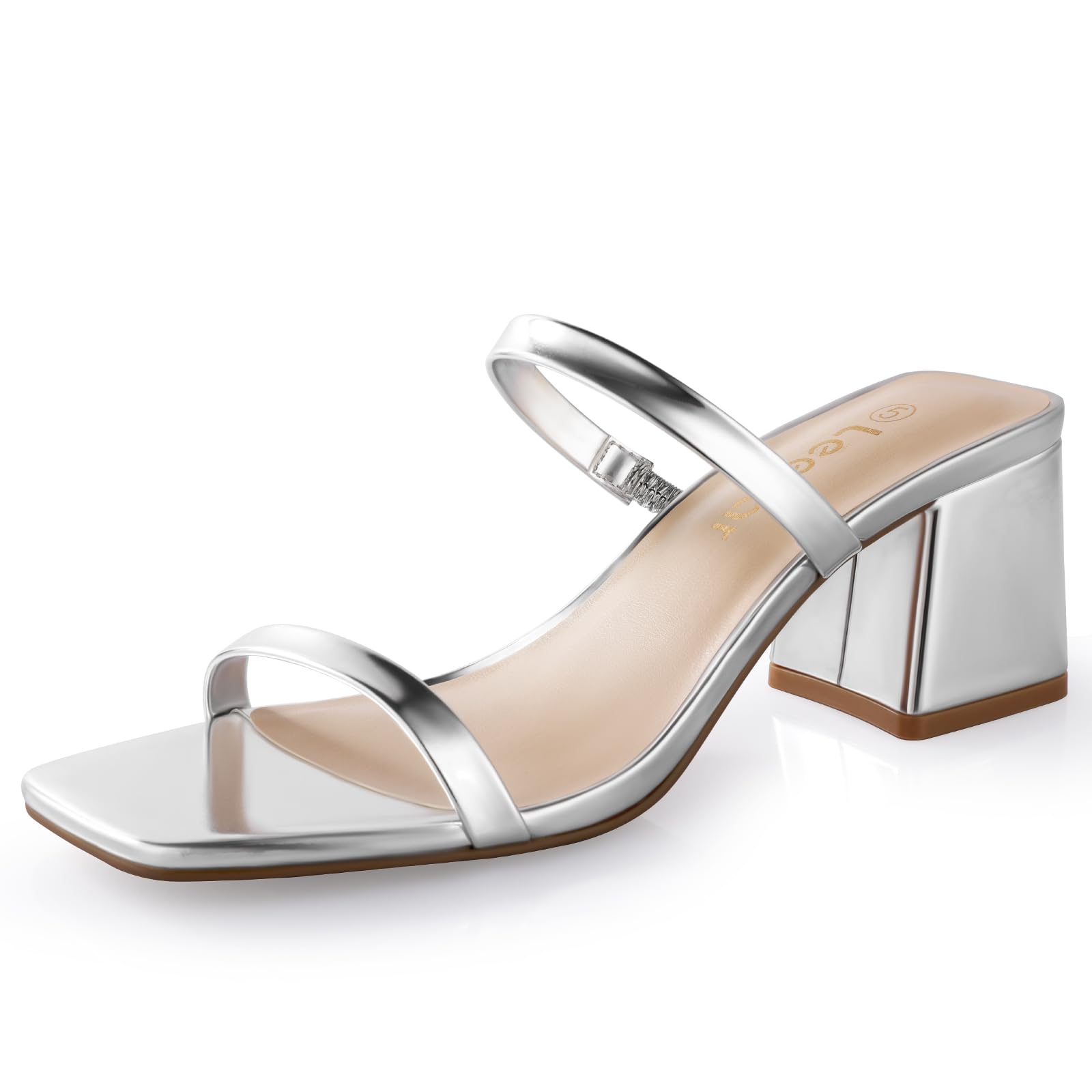 Leevar Women’s Square Open Toe Strappy Slip On Block Heel Sandals 2.25 Inch | Square Toe Low Block Heels Sandals, Chunky Heels,Slip on Heeled Sandal Mule,Strappy Heels for Party Wedding Dress Shoes