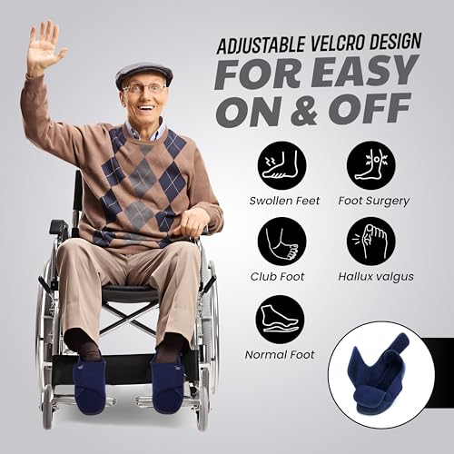 Image of Mens Extra Wide Width Diabetic Slippers Memory Foam With Adjustable Soft Non-Slip Orthopedic House Shoes for Elderly Swollen Feet, Arthritis, Edema