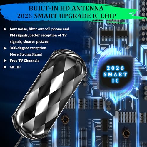 Image of 2026 Upgraded 4000+ Miles Indoor /Outdoor TV Antenna for Local Channels，Designed for smart HDTV,Amplified Signal Booster，Best Strongest