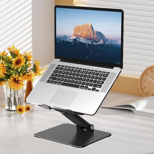 Tonmom Adjustable Laptop Stand For Desk, Metal Foldable Laptop Riser, Portable Laptop Holder, Ventilated Cooling Computer Notebook Stand Compatible With 10-17.3” Laptops - 7