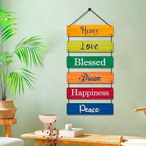 Image of EXPLEASIA Decorative Wall Hanging Wooden Art Decoration Item for Home Office Living Room Bedroom Decoration Items Home Decor Gift Items (Home Love Peace)