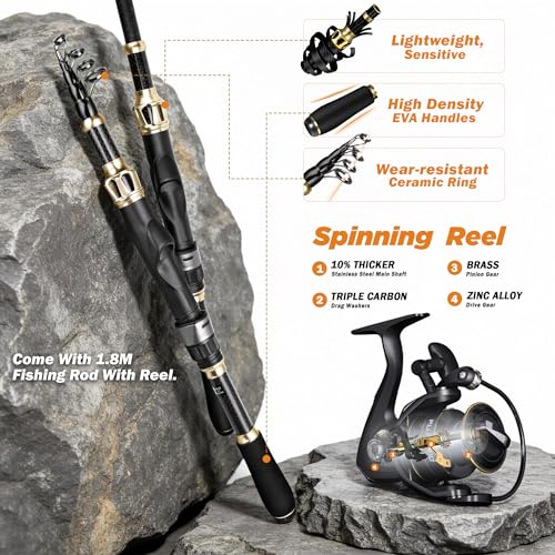 Image of PLUSINNO Fishing Gear, Fishing Backpack with Fishing Rod, Tackle Box, Waterproof Tackle Backpack with Rod Holders,Lures, Tools, Pliers & Accessories, Fish Gifts for Men