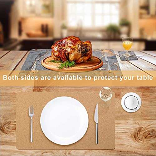 HAOCOO Placemats and Coasters Set of 4, Heat Resistant Waterproof Non-Slip Cork Placemats Table Mats for Dining Kitchen Indoor Outdoor, Easy to Clean Wipeable Place Mats 21.5 x 30cm (Fluid grey) - Cosy Home Interiors HAOCOO Placemats and Coasters Set of 4, Heat Resistant Waterproof Non-Slip Cork Placemats Table Mats for Dining Kitchen Indoor Outdoor, Easy to Clean Wipeable Place Mats 21.5 x 30cm (Fluid grey) - Image 4