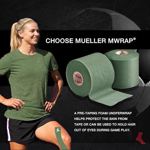 Image of Mueller Sports Medicine MWrap, Pre Wrap, Athletic Tape Underwrap for Sports, Hair, Ankles, Wrist, Hands and Knees, Water-Resistant, Latex Free, 2.75 inch x 21.4 Yards Per Roll, 2 Rolls