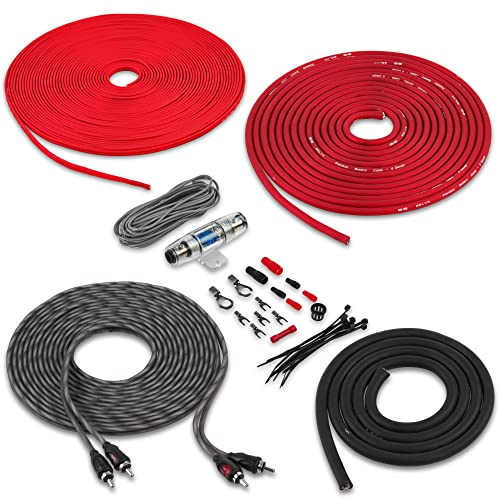 Image of Belva True 8 Gauge AWG Premium CCA Complete Amplifier Wiring Kit with OFC 2-Channel RCA Cable - BAK82 RED