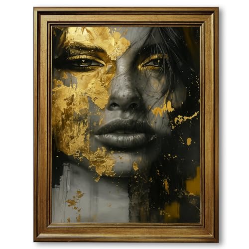 Framed Golden Glamour Portrait Poster Canvas Print Art Modern Wall