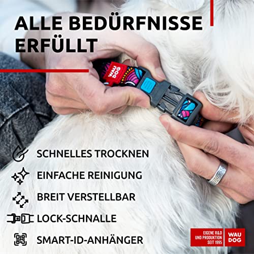 WAUDOG Nylon Halsband für Große, Mittelgroße und Kleine Hunde - Verstellbar mit Digitaler Hundemarke