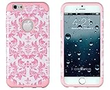 iPhone 6, DandyCase 2in1 Hybrid High Impact Hard Pink & White Flower Pattern + Silicone Case Cover for Apple iPhone 6 (4.7