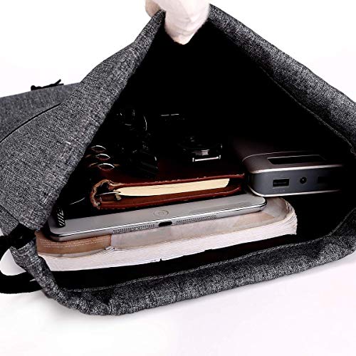 LIVACASA Trekkoord Tas Trekkoordtassen Gymtassen met Trekkoord Zak met Binnenzak met Ritssluiting Sportreistas Waterafstotendheid Lichte Rugzak voor Mannen Dames Lichtgrijs Grijs - Image 3