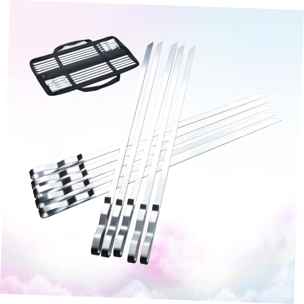 Abaodam 10pezzi Spiedini Per Barbecue in Metallo Resistente Da Set Di Spiedini Per Manico Sagomato Per Facile Impugnatura Cursore Integrato Per Sgancio Rapido Per Gamberetti Carne Verdure