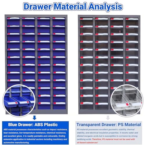 Organizzatore di parti - Armadio in acciaio inox con cassetti ed etichette per l'organizzazione di utensili e hardware